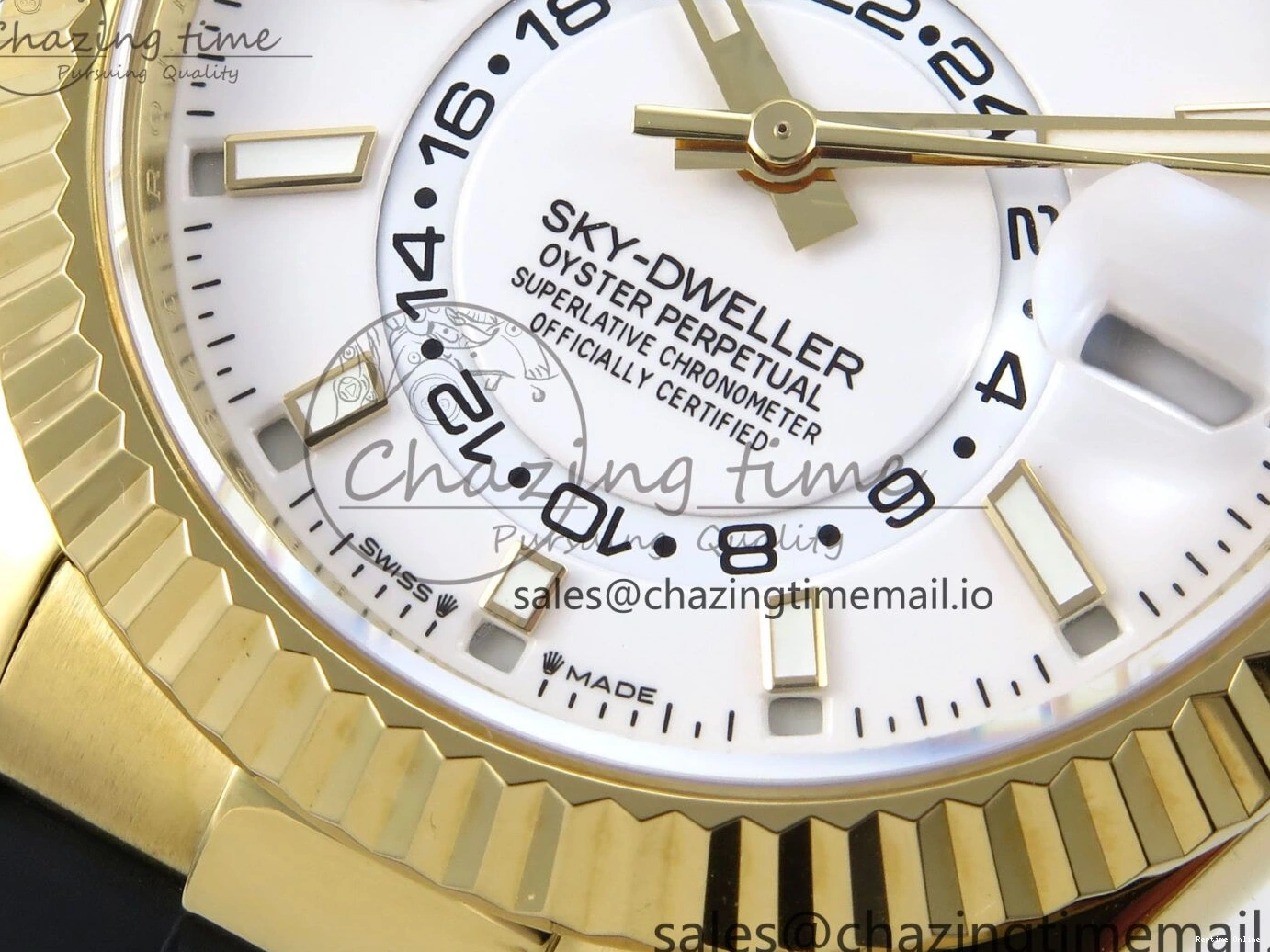 0701 Trendy Sky-Dweller 336238 YG ZF 1:1 Best Edition White Dial on Oysterflex Strap A23J (Gain Weight) 904